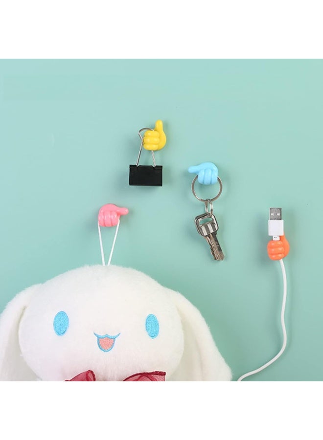 10pcs Self Adhesive Thumb Wall Hooks for Cables,Toothbrush Holder, Creative Adhesive Thumb Cable Clip Key Hook Wall Hangers.(multi Colors) - Image 4