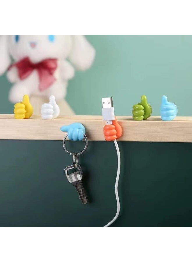10pcs Self Adhesive Thumb Wall Hooks for Cables,Toothbrush Holder, Creative Adhesive Thumb Cable Clip Key Hook Wall Hangers.(multi Colors) - Image 1