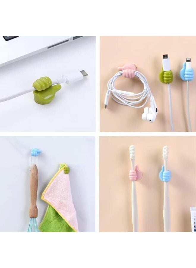 10pcs Self Adhesive Thumb Wall Hooks for Cables,Toothbrush Holder, Creative Adhesive Thumb Cable Clip Key Hook Wall Hangers.(multi Colors) - Image 2