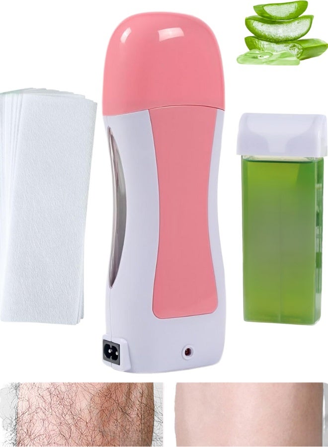 Waxing Kit for Sensitive Skin, Safe for Face & Skin, Easy to Use, At-Home Kit for Face, Bikini, Brazilian & Full Body, Roll On Wax Hair Removal Wax Kit | Wax Warmer Machine, Wax Refill Cartridge With Aloe Vera, WaxStrip - Image 1