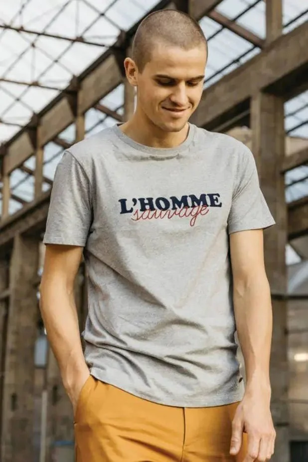 Faguo Homme Sauvage (Wild Man) - Grey T Shirt in Recycled Cotton