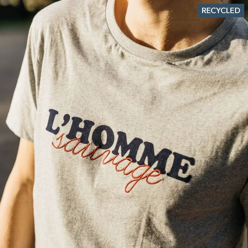 Faguo Homme Sauvage (Wild Man) - Grey T Shirt in Recycled Cotton