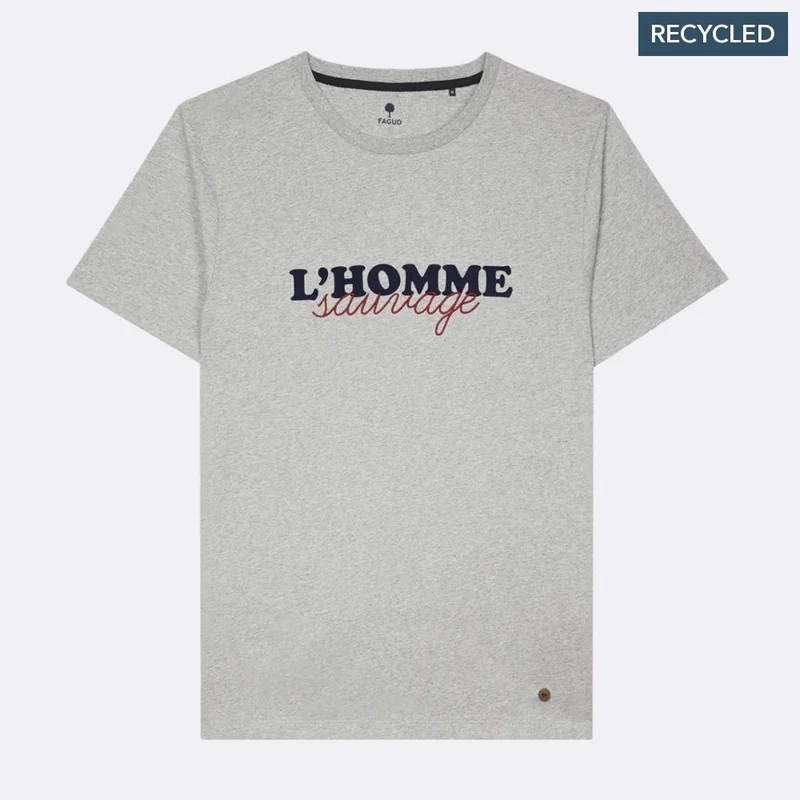 Faguo Homme Sauvage (Wild Man) - Grey T Shirt in Recycled Cotton