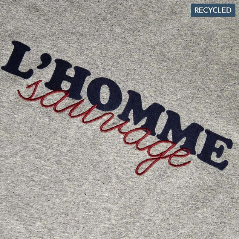 Faguo Homme Sauvage (Wild Man) - Grey T Shirt in Recycled Cotton