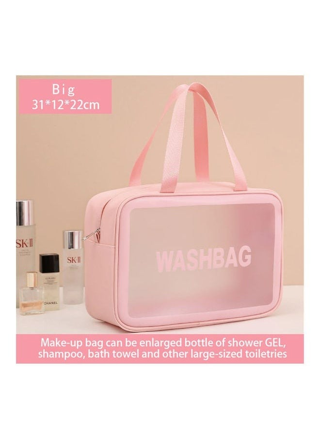 RollsTimi  - 4-Piece Transparent Travel Cosmetics Bags, Portable Clear Waterproof Travel Bags Pink - Image 1