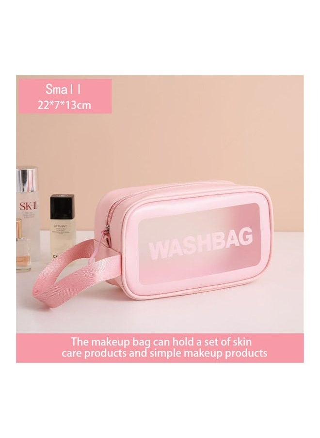 RollsTimi  - 4-Piece Transparent Travel Cosmetics Bags, Portable Clear Waterproof Travel Bags Pink - Image 1