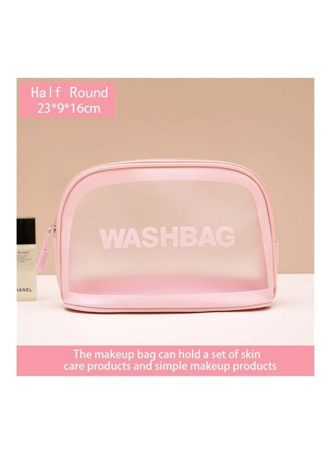 RollsTimi  - 4-Piece Transparent Travel Cosmetics Bags, Portable Clear Waterproof Travel Bags Pink - Image 1