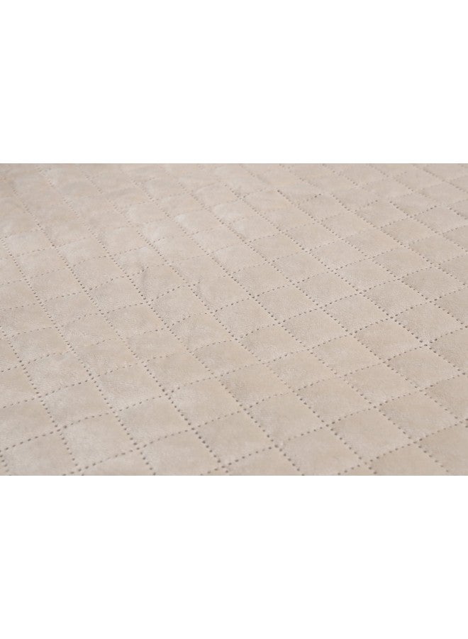 AAZEEM Original Velvet Sofa Cover | Stretch Fitted | Removable Washable Furniture Protector Slipcovers | Cream Color| 1 Seater Sofa Cover with Tassel| - Image 3