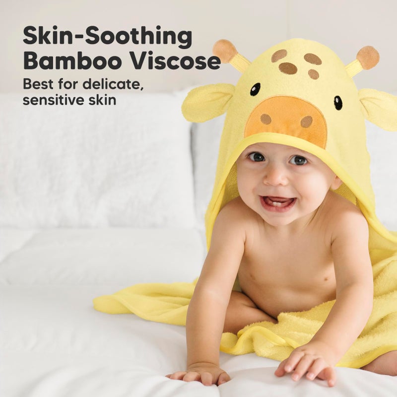 KeaBabies Hooded Baby Towel for Newborn - Viscose Derived from Bamboo Large Baby Bath Towels with Hood for Boys, Girls, Toddler, Extra Absorbent & Soft Newborn Bath Essentials (Giraffe, Regular) - Image 3