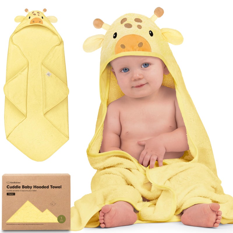 KeaBabies Hooded Baby Towel for Newborn - Viscose Derived from Bamboo Large Baby Bath Towels with Hood for Boys, Girls, Toddler, Extra Absorbent & Soft Newborn Bath Essentials (Giraffe, Regular) - Image 1