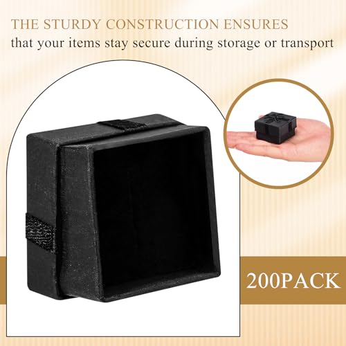 Loetere 200 Pcs Jewelry Ring Gift Box Black Earring Gift Box for Wedding Ceremony Engagement 1.57 x 1.57 x 1.18 Inch Small Ring Case with Lid Cardboard Foam Velvet Insert for Woman - Image 5