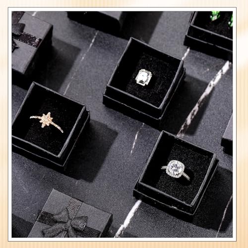 Loetere 200 Pcs Jewelry Ring Gift Box Black Earring Gift Box for Wedding Ceremony Engagement 1.57 x 1.57 x 1.18 Inch Small Ring Case with Lid Cardboard Foam Velvet Insert for Woman - Image 4