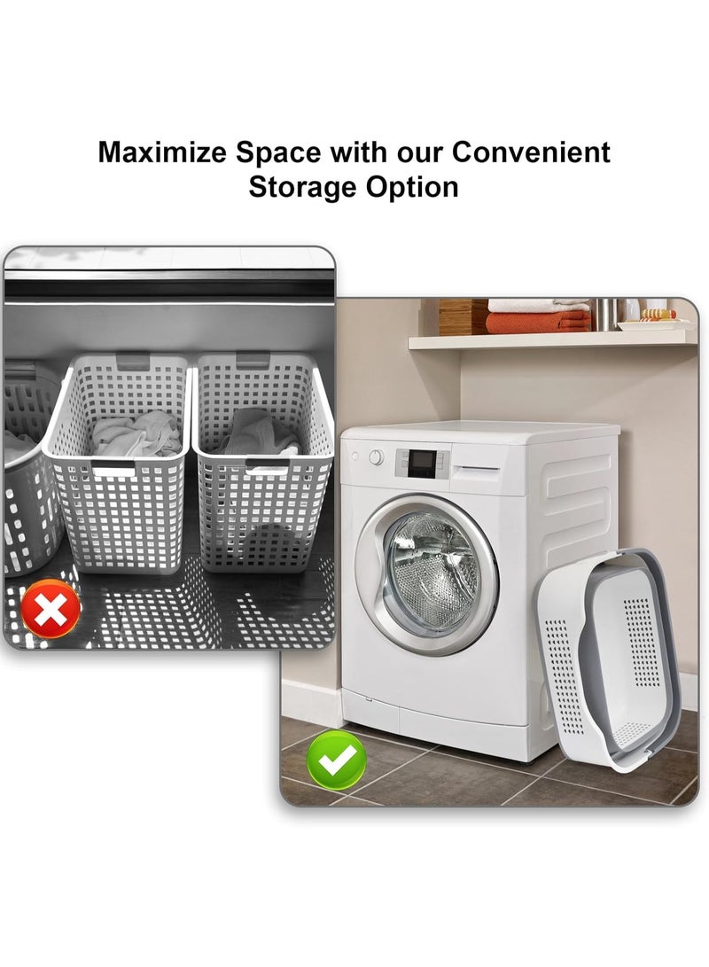 شو وو سلة غسيل قابلة للطي بسعة كبيرة، سلة غسيل قابلة للطي، حاوية تخزين منبثقة، سلة غسيل دلو، تخزين ملابس متعدد الأغراض مع مقابض، سلة مقسمة - Image 4