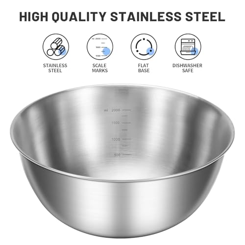 Alark Stainless Steel Rice Washing Bowl & Mixing Bowl Set Nesting Bowls with Rice Kitchen Strainer Washer Basin Vegetable Fruits Pasta Mixing Food Washing Dishwasher Safe Micro Perforated Colander - Image 2