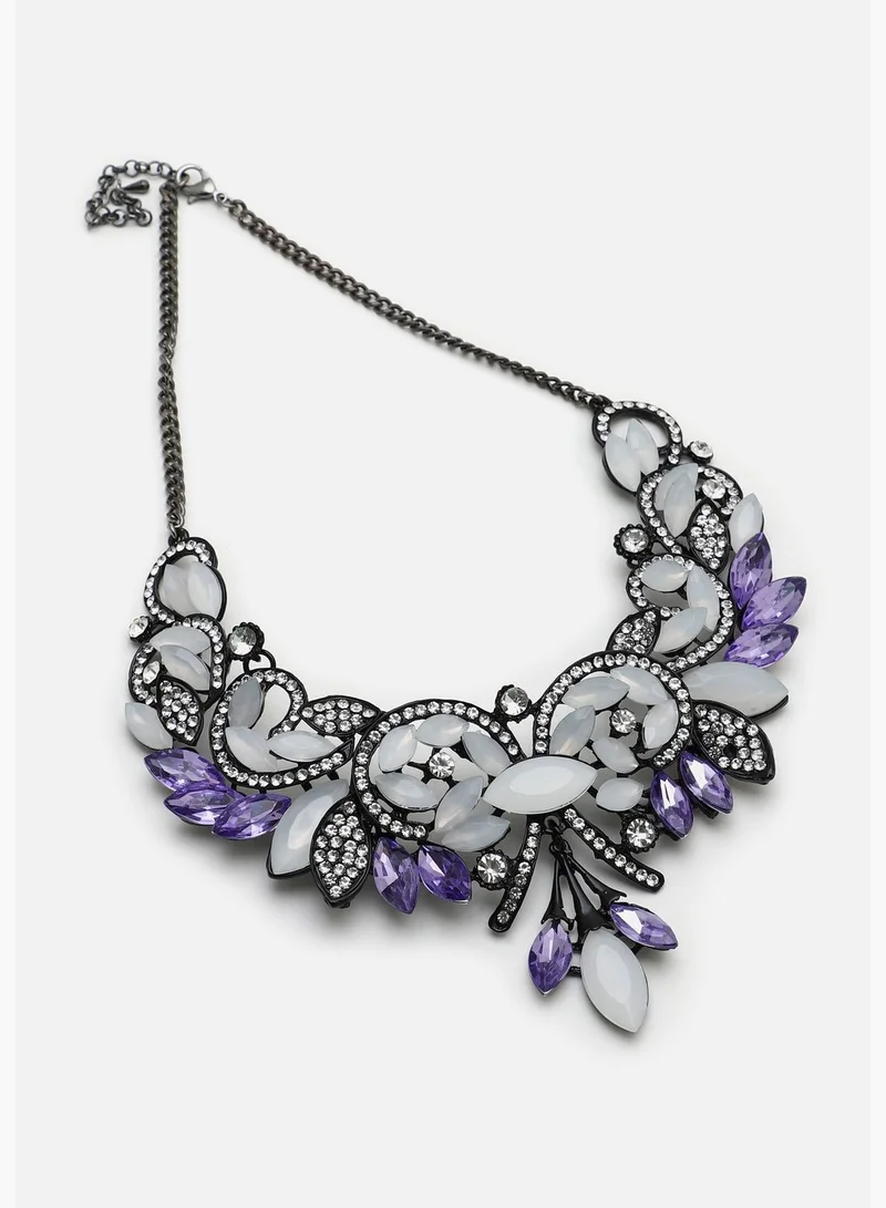 SOHI Trendy Designer Stone Party Necklace and Earring Set For Women