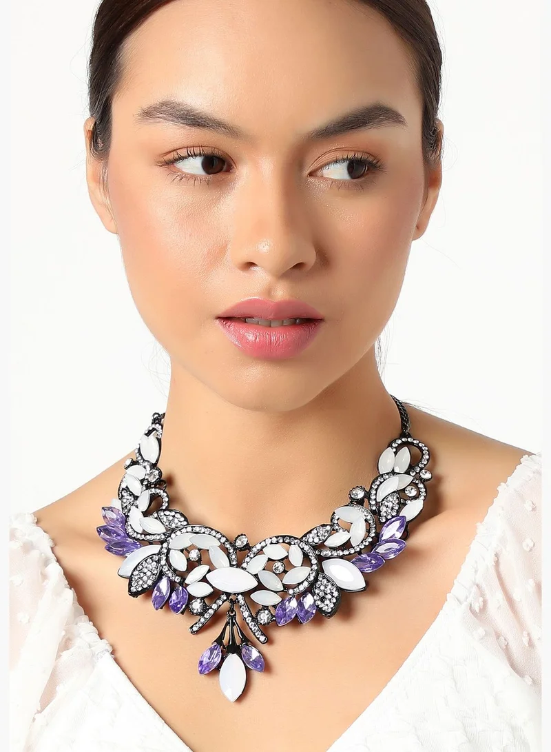 SOHI Trendy Designer Stone Party Necklace and Earring Set For Women