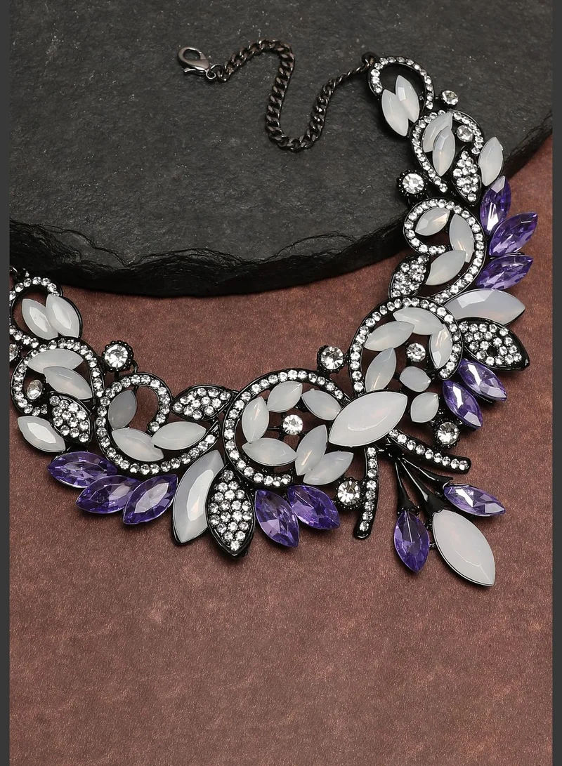 SOHI Trendy Designer Stone Party Necklace and Earring Set For Women