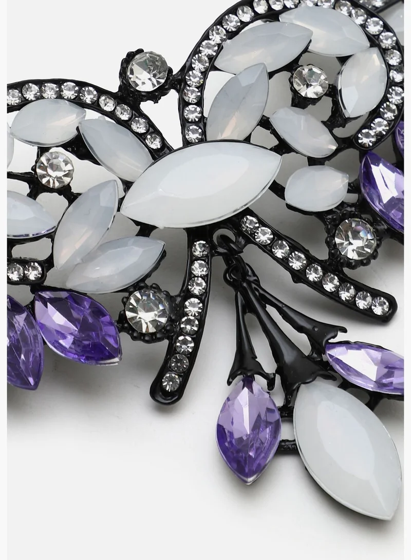 SOHI Trendy Designer Stone Party Necklace and Earring Set For Women