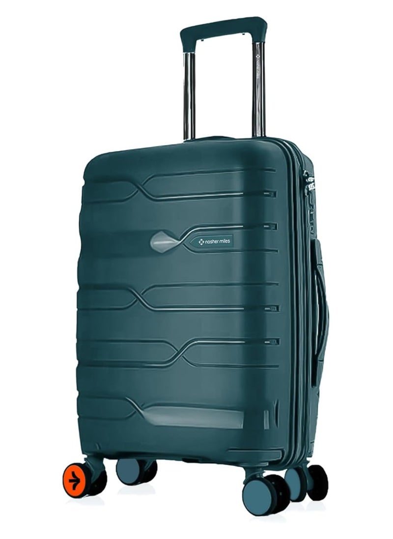nasher miles Nasher Miles Paris Hard-Sided Polypropylene Check-in Luggage 24 inch | 65cm | 8 Wheels Medium Trolley Bag for Travel | Suitcase (Dark Green)  - Image 1