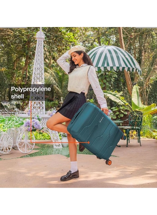 nasher miles Nasher Miles Paris Hard-Sided Polypropylene Check-in Luggage 24 inch | 65cm | 8 Wheels Medium Trolley Bag for Travel | Suitcase (Dark Green)  - Image 4