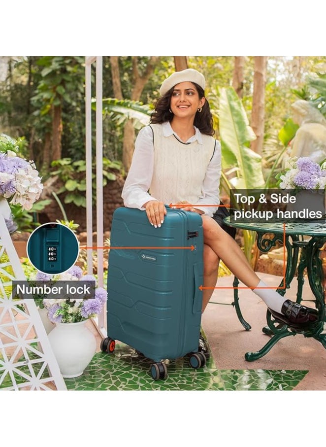 nasher miles Nasher Miles Paris Hard-Sided Polypropylene Check-in Luggage 24 inch | 65cm | 8 Wheels Medium Trolley Bag for Travel | Suitcase (Dark Green)  - Image 5