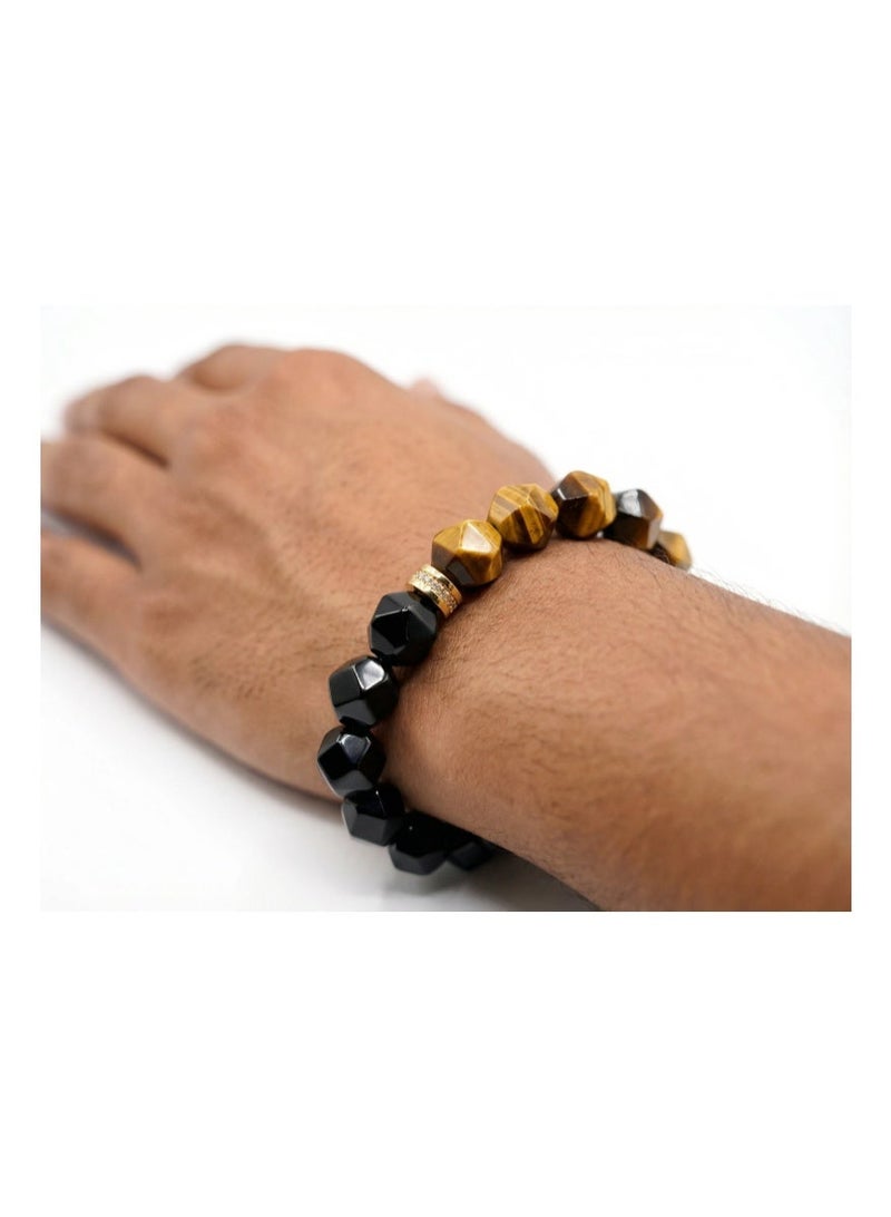 حِرَاس سوار حجر السج الأسود من حجر عين النمر، سلسلة يد، أساور مطرزة للنساء والرجال، مجوهرات رجالية، سوار نعمة، يجلب الحظ السعيد، الصحة، الشجاعة والقوة، هدايا للرجال والنساء - Image 3