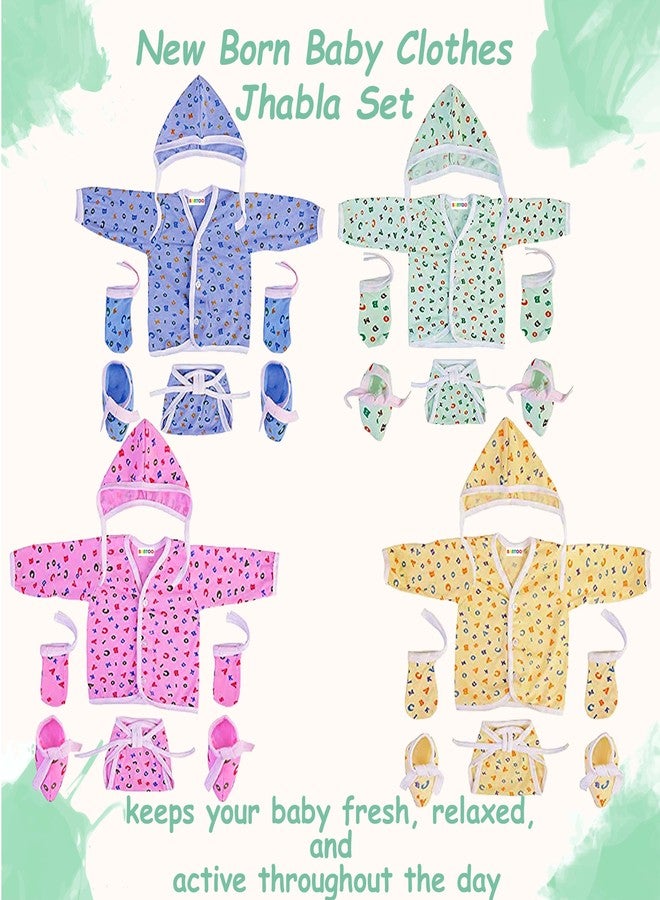 Bantoo New Born Baby Clothes|Jhabla Set|Clothing Sets|Nappy & Caps|Mittens & Booties|Gift Pack|Combo|Baby Shower|Grooming Kit|Products All|Essentials (0-6 Months) Pack Of 4,Multicolor - Image 2