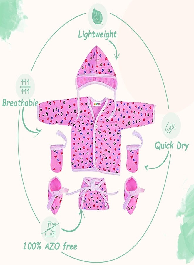 Bantoo New Born Baby Clothes|Jhabla Set|Clothing Sets|Nappy & Caps|Mittens & Booties|Gift Pack|Combo|Baby Shower|Grooming Kit|Products All|Essentials (0-6 Months) Pack Of 4,Multicolor - Image 4