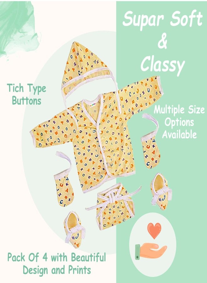 Bantoo New Born Baby Clothes|Jhabla Set|Clothing Sets|Nappy & Caps|Mittens & Booties|Gift Pack|Combo|Baby Shower|Grooming Kit|Products All|Essentials (0-6 Months) Pack Of 4,Multicolor - Image 5