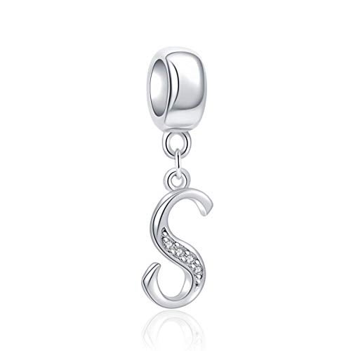SOUKISS Letter S Charm Sterling Silver 925 Initial A-z Alphabet Beads Name Charm for Bracelet Charms - Image 1