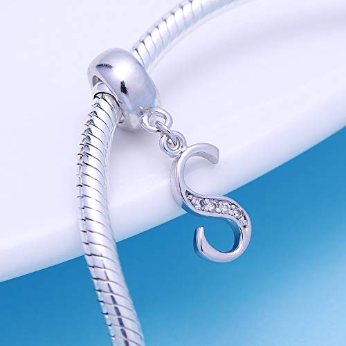 SOUKISS Letter S Charm Sterling Silver 925 Initial A-z Alphabet Beads Name Charm for Bracelet Charms - Image 2