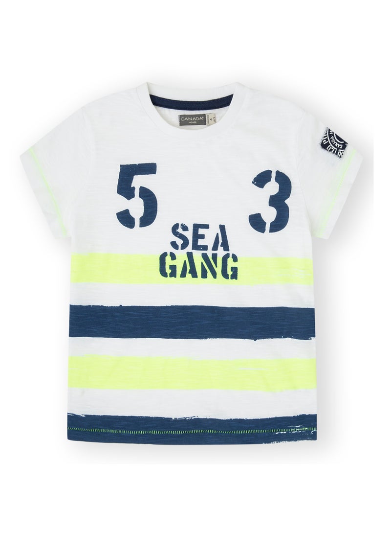 CANADA HOUSE Soft and Comfortable White 100% Organic Cotton T-shirt for Boys - Image 1