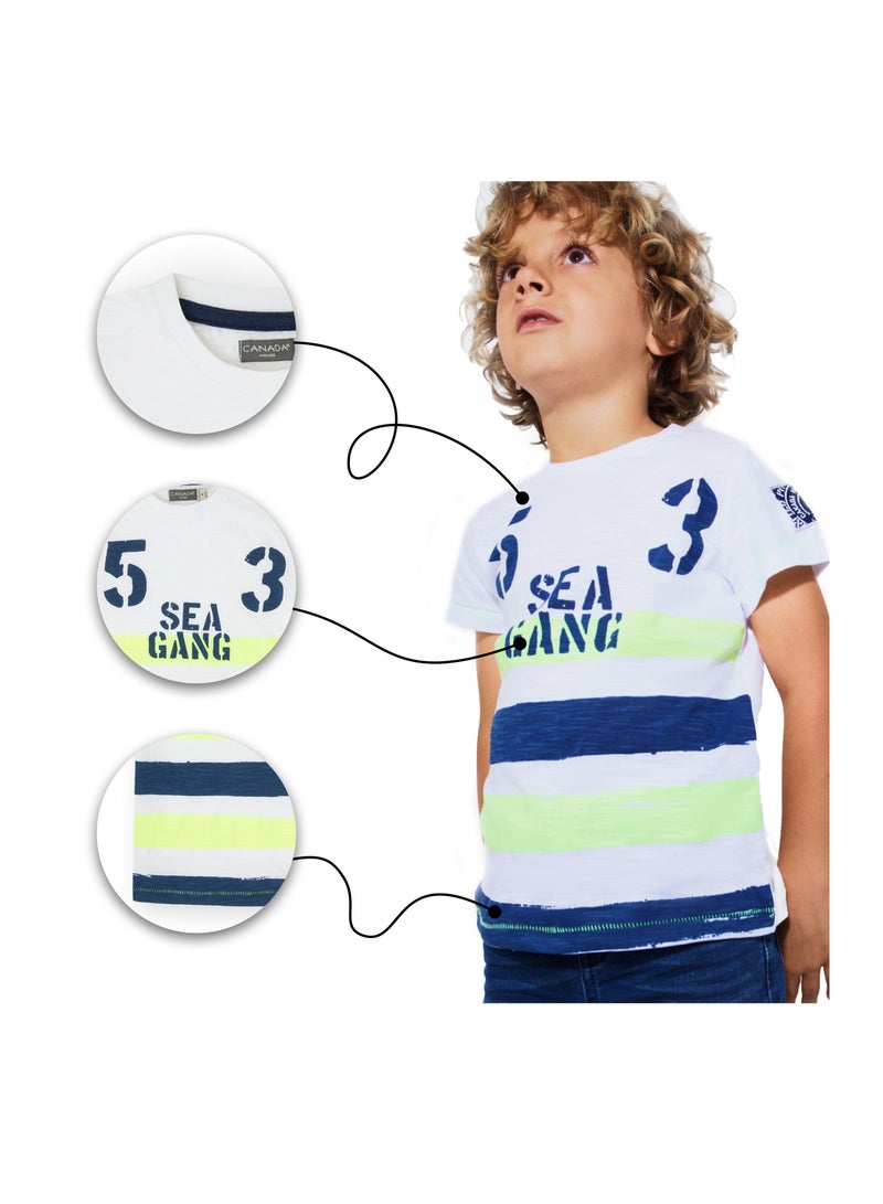 CANADA HOUSE Soft and Comfortable White 100% Organic Cotton T-shirt for Boys - Image 5