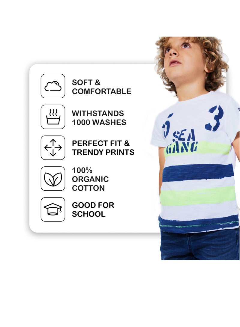 CANADA HOUSE Soft and Comfortable White 100% Organic Cotton T-shirt for Boys - Image 4