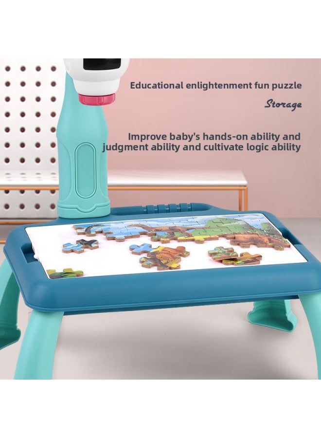 لوحة رسم على شكل غزال للأطفال، جهاز عرض منزلق، لوحة جرافيتي، لعبة تخزين، مكتب كتابة - اللون: لوح رسم إسقاط من Moe Dog - وظيفة تخزين أحجية الصور المقطوعة 【تغليف صندوق الطلب بالبريد】】 - المواصفات: 24 نمطًا + 12 فرشاة + 1 ألبوم صور - Image 4