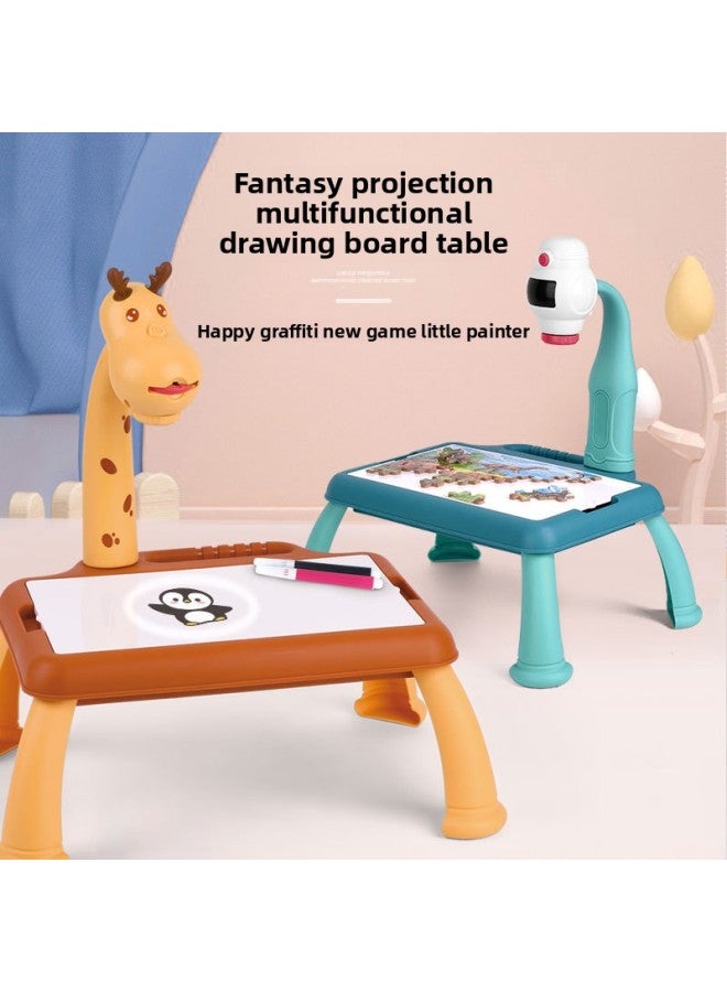 لوحة رسم على شكل غزال للأطفال، جهاز عرض منزلق، لوحة جرافيتي، لعبة تخزين، مكتب كتابة - اللون: لوح رسم إسقاط من Moe Dog - وظيفة تخزين أحجية الصور المقطوعة 【تغليف صندوق الطلب بالبريد】】 - المواصفات: 24 نمطًا + 12 فرشاة + 1 ألبوم صور - Image 2