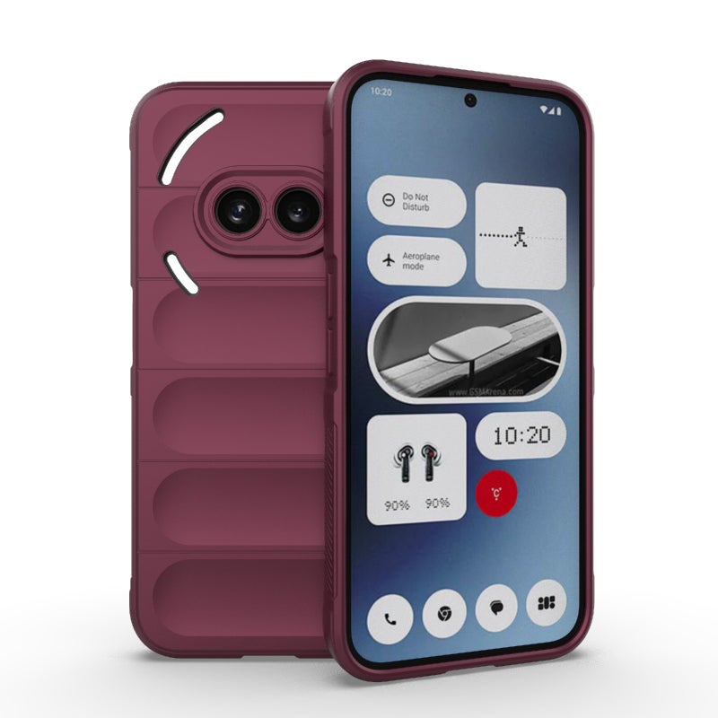 HuHa Protective Cover For Nothing Phone 2a Magic Shield TPU + Flannel Phone Case(Wine Red) - Image 1