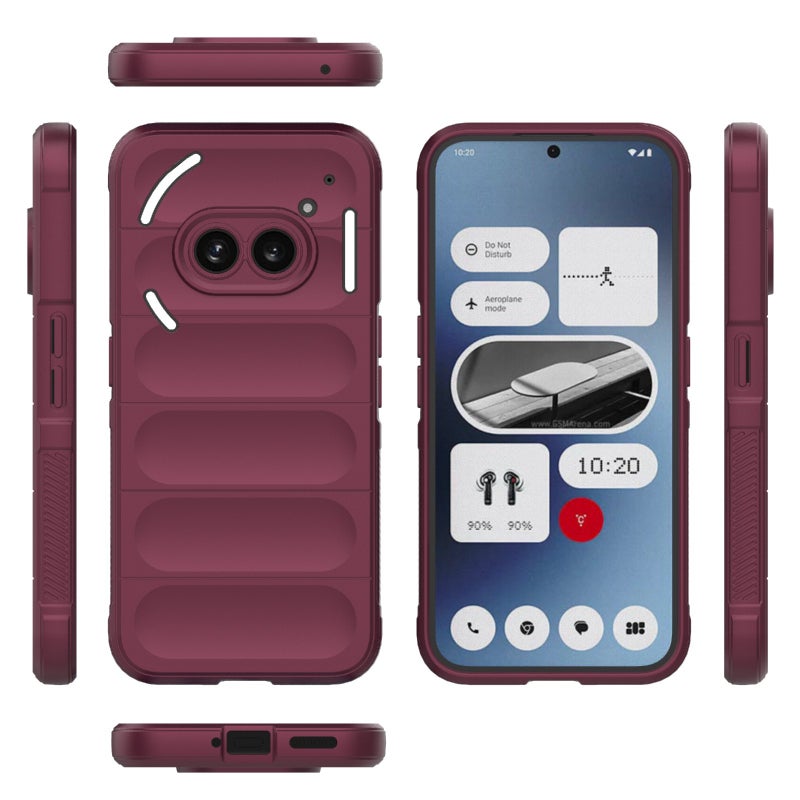 HuHa Protective Cover For Nothing Phone 2a Magic Shield TPU + Flannel Phone Case(Wine Red) - Image 3