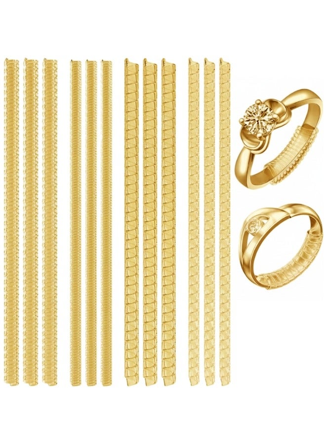 Loose Ring Size Adjuster Set – 12 Pieces with 4 Sizes – Gold Transparent Silicone Ring Guard for Women and Men – Adjustable Anti-Slip Ring Tightening Tools – Resize Oversized Rings Without Permanent Alteration – Comfortable and Safe for Daily Use - Image 1