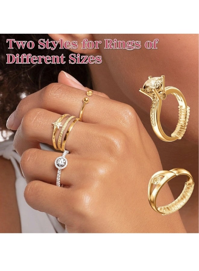 Loose Ring Size Adjuster Set – 12 Pieces with 4 Sizes – Gold Transparent Silicone Ring Guard for Women and Men – Adjustable Anti-Slip Ring Tightening Tools – Resize Oversized Rings Without Permanent Alteration – Comfortable and Safe for Daily Use - Image 3