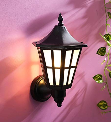 Improvhome Antique Look Hurricane Shaped Indoor/Outdoor Wall Light Lamp (Black) - Image 1