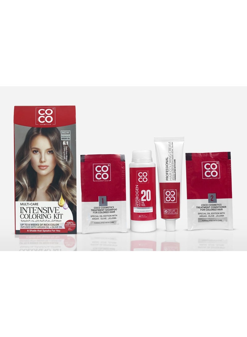 Coco care Multi Care Intensive Coloring Kit -  6.1 Dark Ash Blond - Image 1