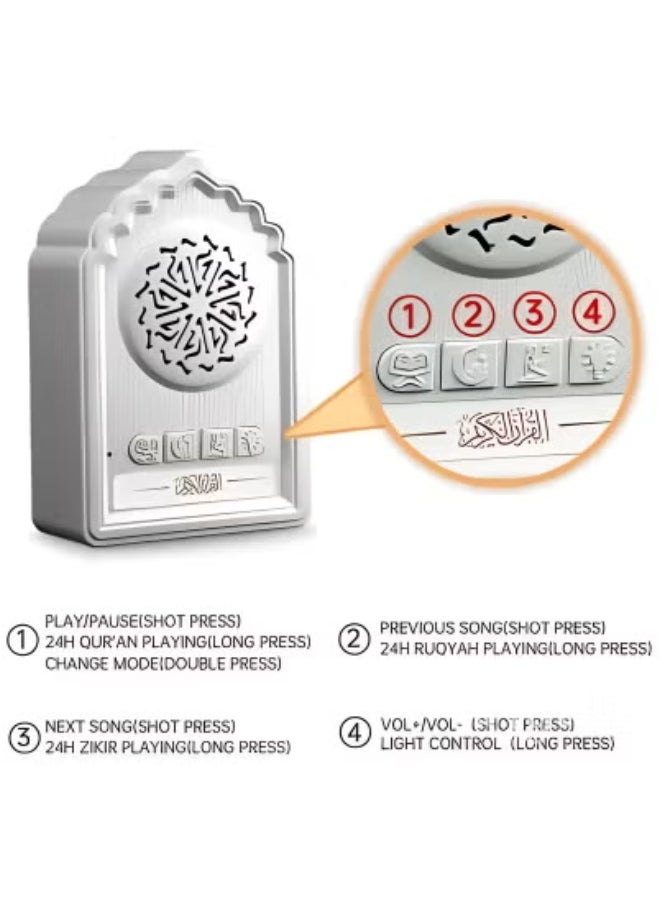 Equantu QB812 Quran Wall Plug Speaker – Islamic Decorative Audio Player with Full Quran Recitation, Zikir & Duas, Built-In Powerful Speaker for Home, Mosque & Office – Compact Wall-Mounted Muslim Player with Continuous Loop Playback – Ideal for Spiritual Spaces  - Image 3