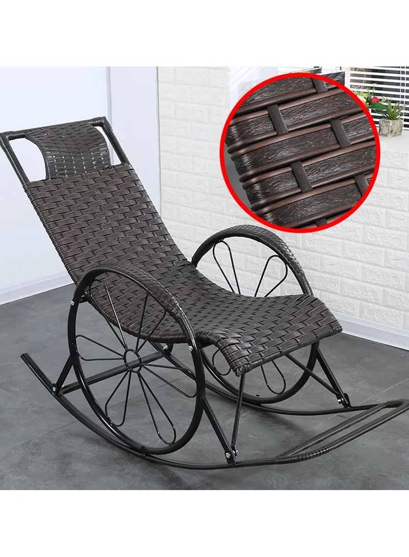DubaiGallery كرسي هزاز للكبار كرسي متكئ كرسي هزاز للترفيه كرسي هزاز كرسي ترفيهي كرسي كسول كرسي من الخيزران على الشرفة - Image 3
