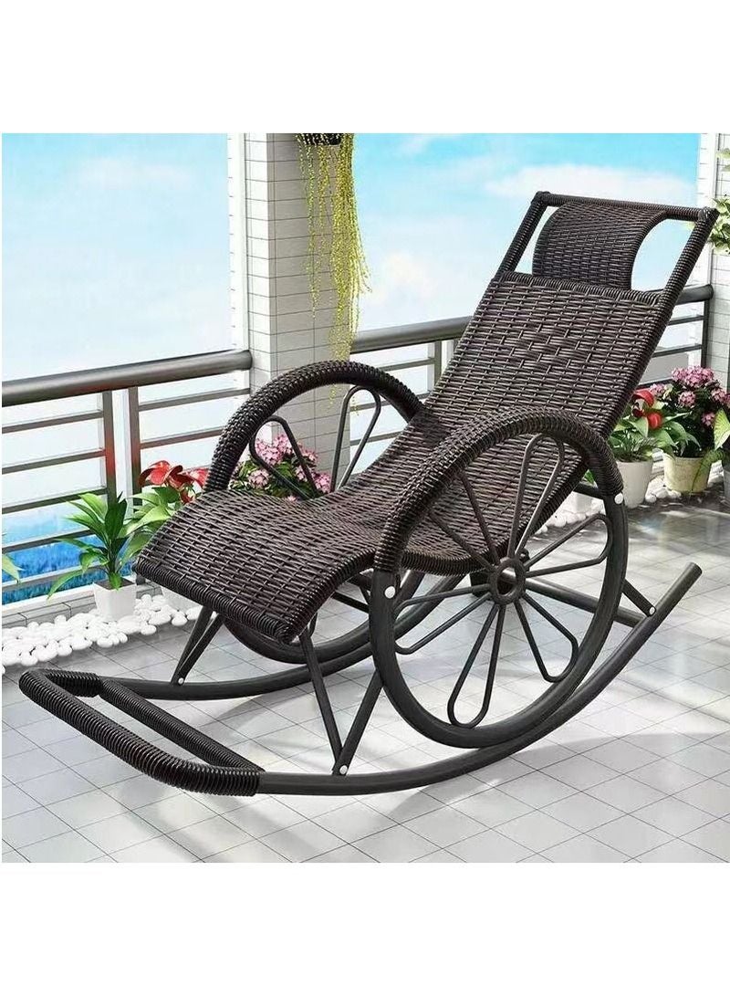 DubaiGallery كرسي هزاز للكبار كرسي متكئ كرسي هزاز للترفيه كرسي هزاز كرسي ترفيهي كرسي كسول كرسي من الخيزران على الشرفة - Image 1