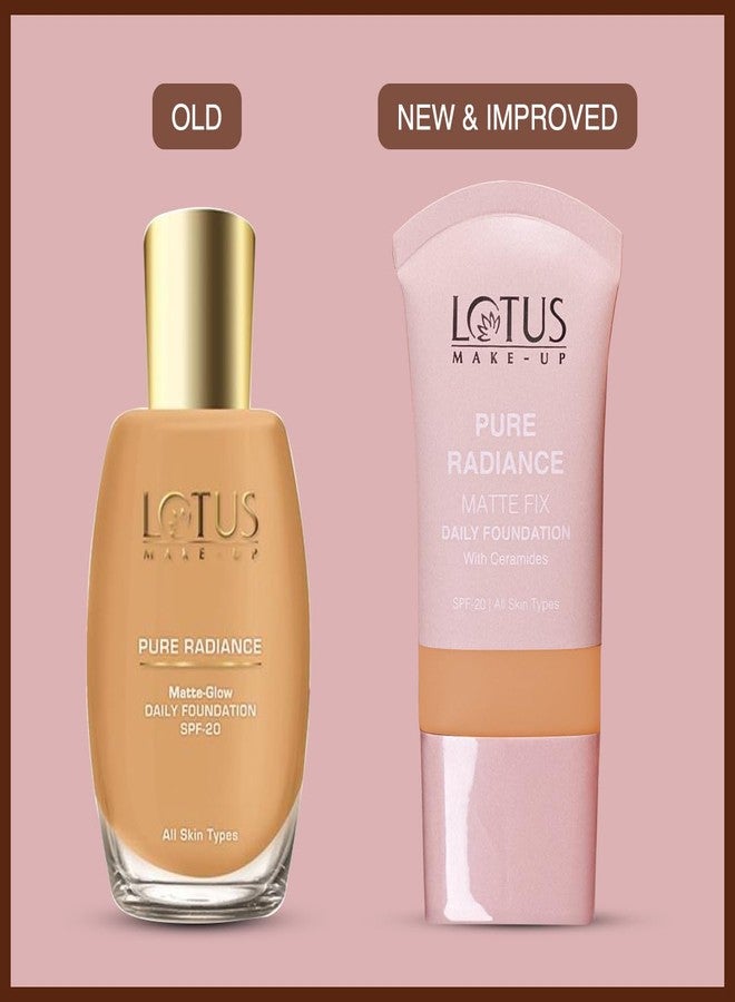 Lotus Makeup Lotus Make-Up Pure Radiance Matte Foundation - 01 Soft Vanilla | Infused with Ceramides | Sheer Coverage | Matte Finish | SPF 20 | 30ml - Image 4