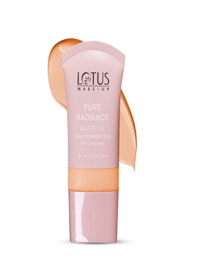 Lotus Makeup Lotus Make-Up Pure Radiance Matte Foundation - 01 Soft Vanilla | Infused with Ceramides | Sheer Coverage | Matte Finish | SPF 20 | 30ml - Image 1