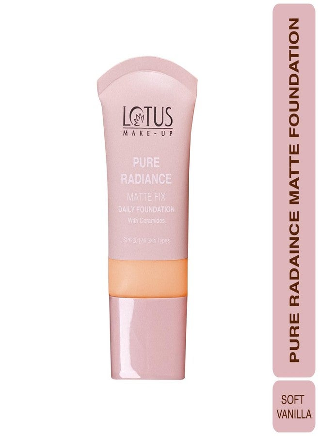 Lotus Makeup Lotus Make-Up Pure Radiance Matte Foundation - 01 Soft Vanilla | Infused with Ceramides | Sheer Coverage | Matte Finish | SPF 20 | 30ml - Image 2