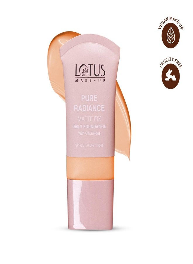 Lotus Makeup Lotus Make-Up Pure Radiance Matte Foundation - 01 Soft Vanilla | Infused with Ceramides | Sheer Coverage | Matte Finish | SPF 20 | 30ml - Image 3