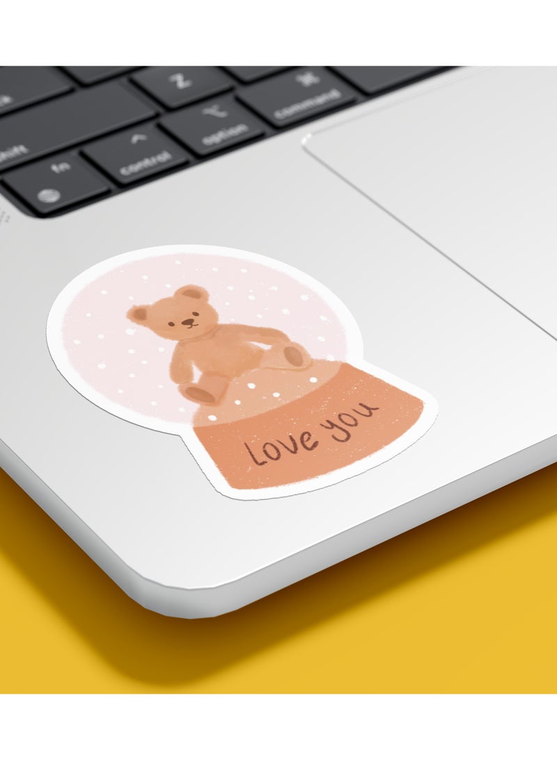 Boomah Accessories 1-Piece Creative cute friendship Waterproof Vinyl Stickers, bear in snowball, for Laptop , Mobile , Mug , Skateboard , Guitar for kids, adult , girls, nursery 8x6cm - Image 1